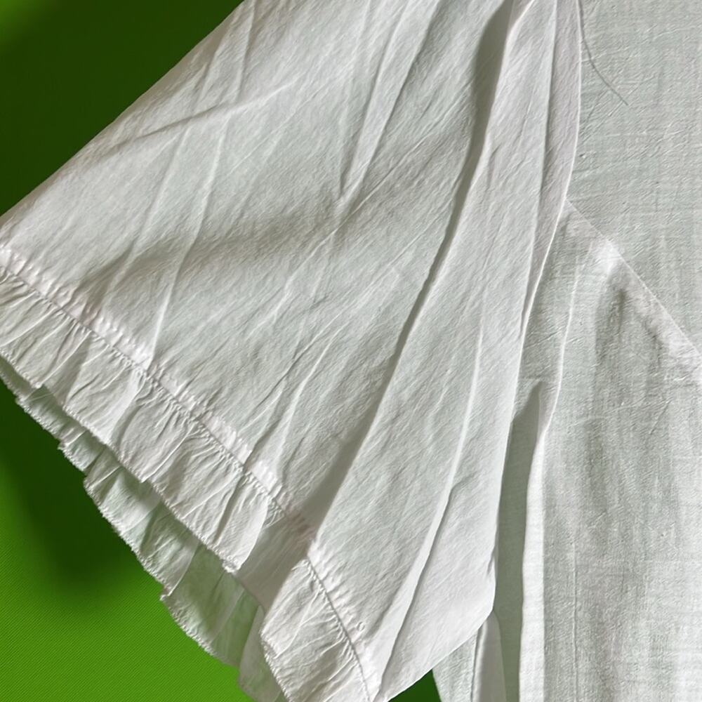 Agis White Lace Trim European embroidered Short Sleeve Blouse Size 20 - Picture 4 of 7